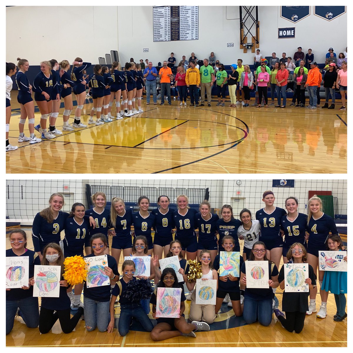 SCPAVolleyball's tweet photo. Homecoming was a BLAST! Our parents organized a surprise neon theme night, and our middle school team came with small gifts, signs, and fun energetic cheers! #LionPride #AlwaysGoodToBeHome https://t.co/Yjzj3dE1UD