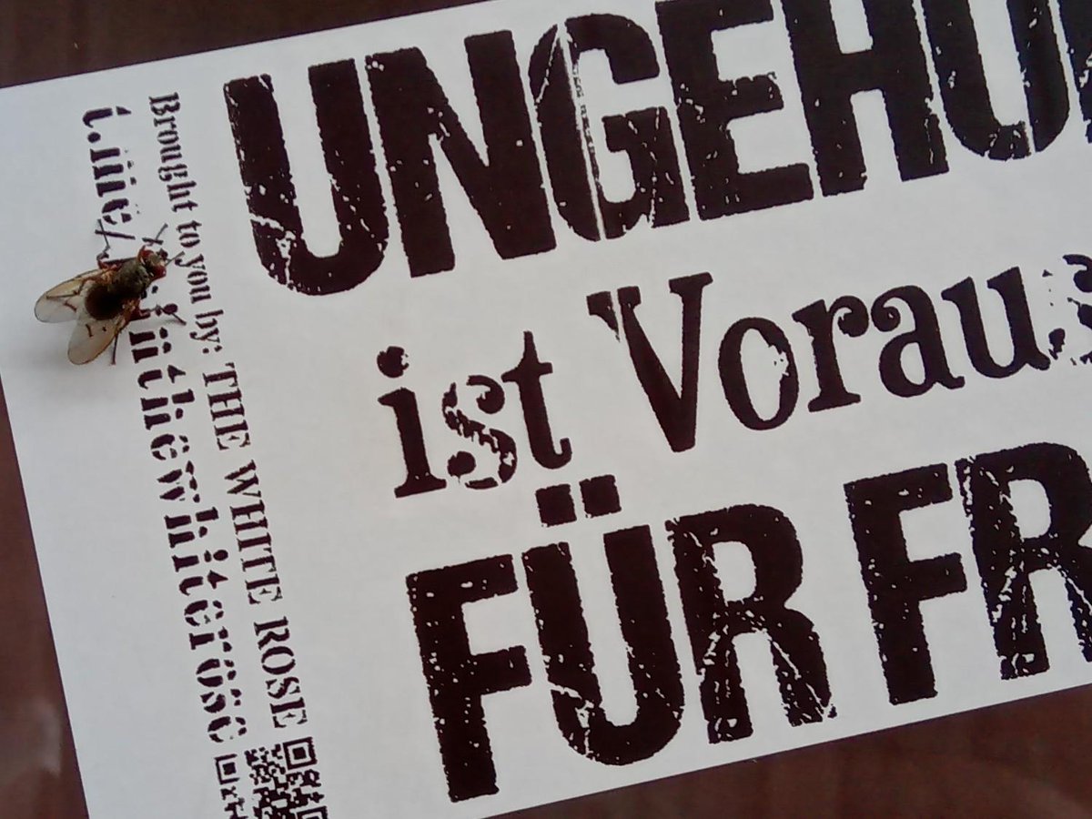 AAbstand's tweet photo. Augen auf in der Innenstadt: 
In #Oldenburg finden sich aktuell Sticker der verschwörungsideologischen Kampagne "Join the White Rose", die sich explizit auf die Widerstandsgruppe Weiße Rose, die Nürnberger Prozesse und u.a. den Verschwörungsmythos "Great Reset" bezieht.
!B    1/2 https://t.co/BtwPGSFNwk