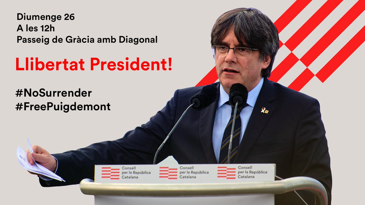 ConsellRep's tweet photo. ⚠️Convocatòria oficial
📢Llibertat president @KRLS
🗓️Diumenge 26/09
⏰12 h
📍Passeig de Gràcia amb Diagonal, Barcelona
#NoSurrender #FreePuigdemont #PreparemNos https://t.co/XKf1znrMP0