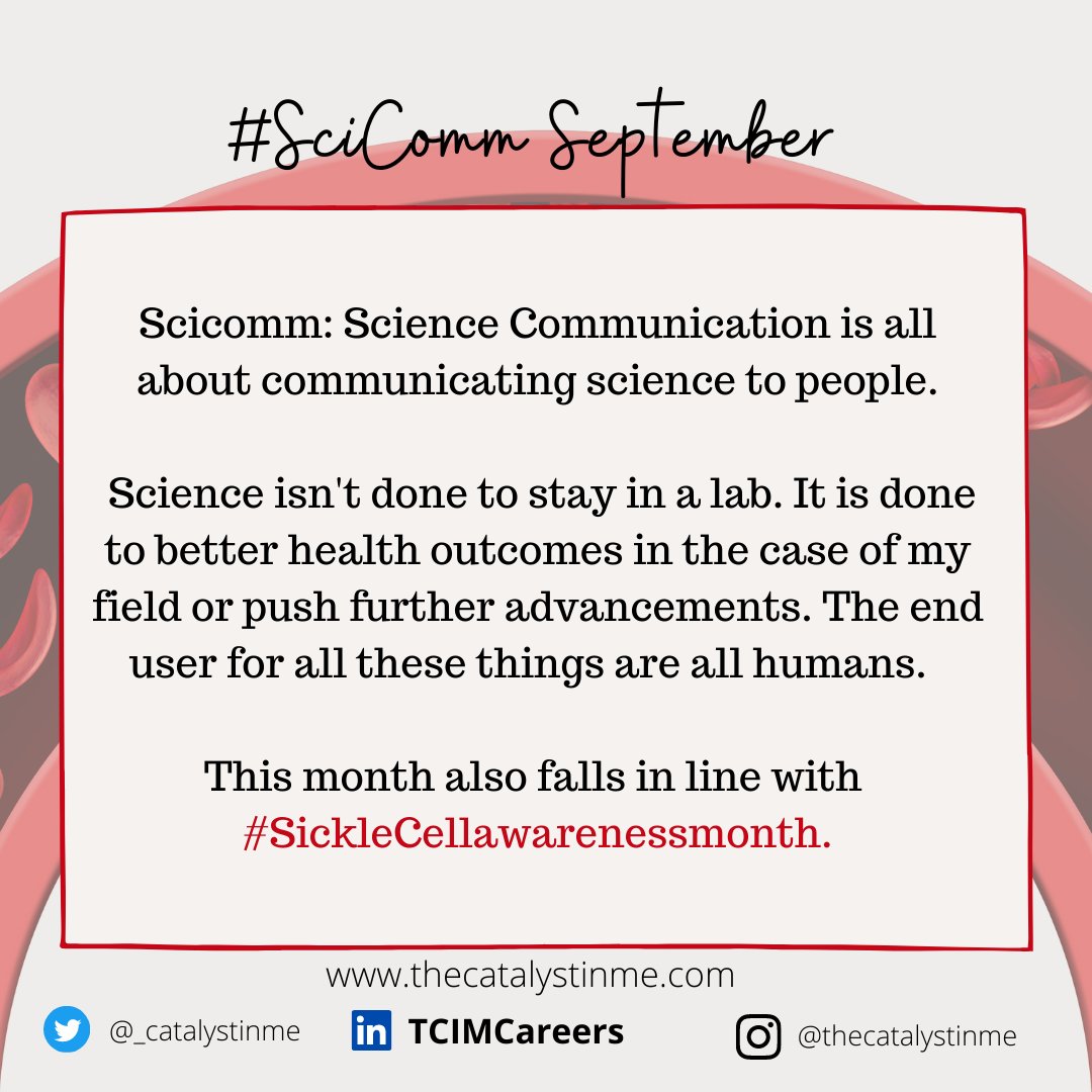 catalystinme_'s tweet photo. It's #ScicommSeptember and #SickleCellAwarenessMonth . 

So i wanted to use this to put together a short newsletter on Sickle cell resources i have been following including blog posts written by other scicommers and more. 

Read more: https://t.co/pfmcZ6GIWf https://t.co/3lT8bzsQqC