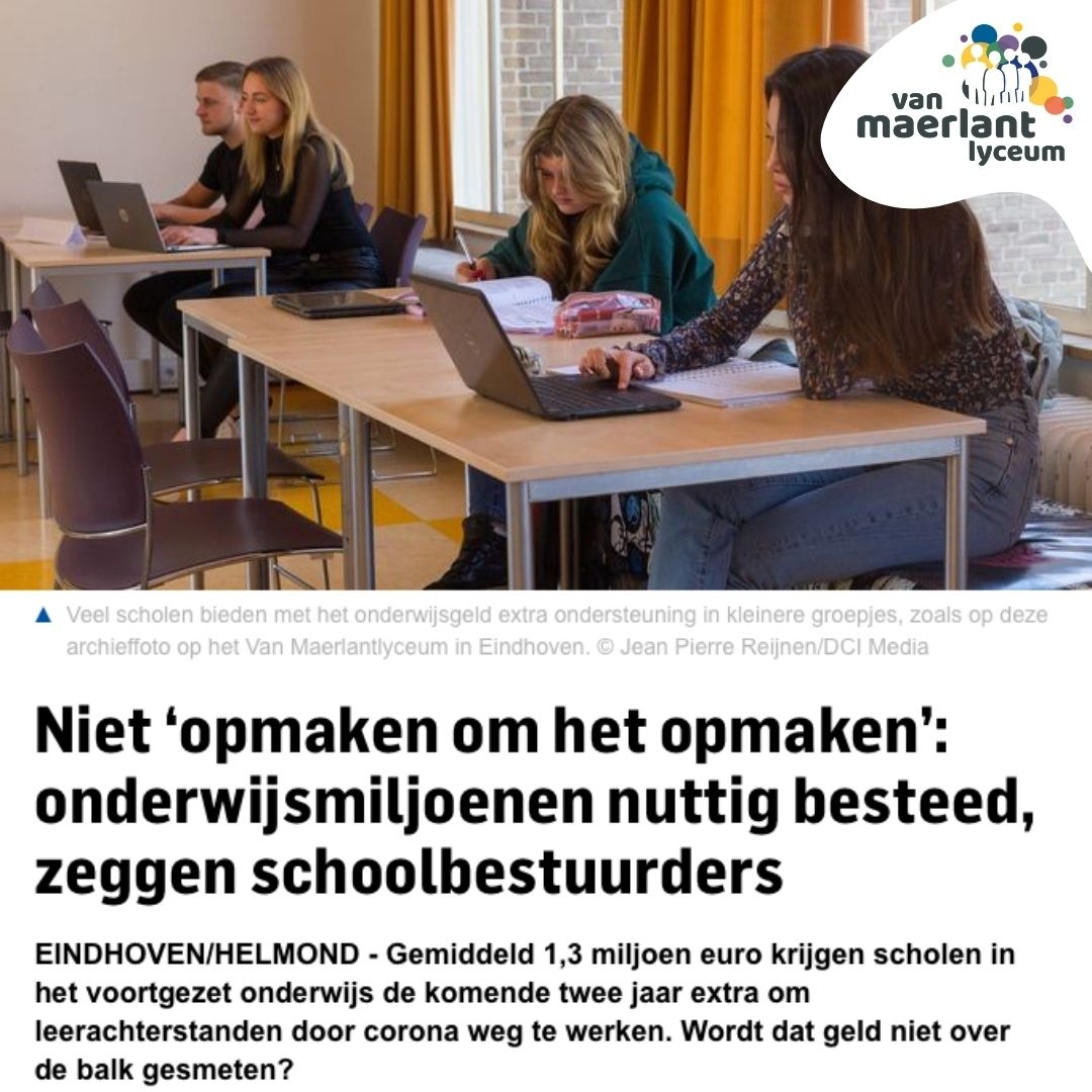 Een mooie afsluiter van de week. Gisteren was onze rector Emmeken van de Heijden samen met andere onderwijsprofessionals aan het woord in het ED over hoe wij de NPO-gelden gaan besteden. Wij gaan door met de weg die we zijn ingeslagen. ed.nl/eindhoven/niet…