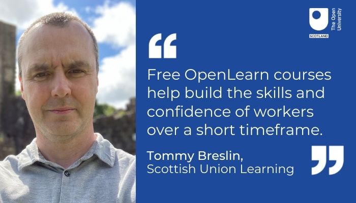 OUScotland's tweet photo. We're at @UnionLearning's Highlands & Islands Conference today. In this short blog, @TommyBSUL, Senior Development Officer for Scottish Union Learning, shares how the #OUFreeLearning site OpenLearn has helped union members during the pandemic: https://t.co/MGSkHnhRGp https://t.co/l6Ja3EamuN