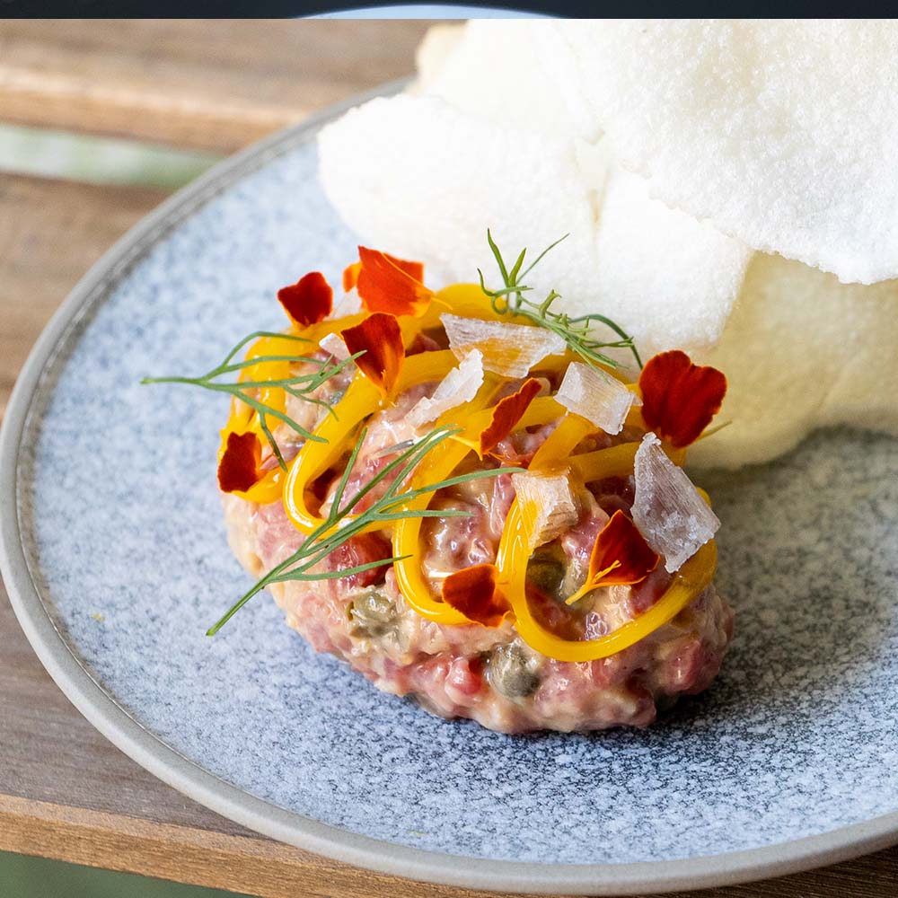 From Mother's Cocktail Bar:  Koji Beef Tartare.  Exquisite!  @mothercocktailbar  It's the Burnbrae Farms -Taste Toronto  Dine with Eggs Event!   tastetoronto.com/dinewitheggs
#TCBC #BurnbraeFarms #DinewithEggs #TasteToronto #MothersCocktailBar