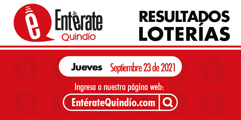Estos son los resultados de los chances y las loterías del Jueves 23 de Septiembre de 2021, felicidades a todos los ganadores. 
#loterías #chances #baloto #resultados #ganadores 
#entératequindío
enteratequindio.com/loterias/