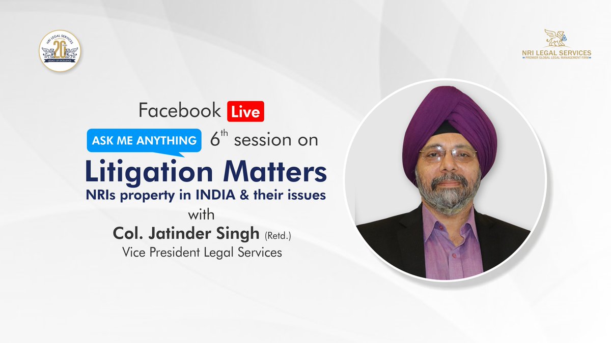NRILegal's tweet photo. NRIs facing #LitigationMatters in #India, please watch NRI Legal Services' #AMA session for more clarity and facts for your benefit - https://t.co/eTIevEgjxE

#NRIs #PropertyDisputes #PropertyinIndia #AskMeAnything #LitigationServices #LegalAdvice #NRILegalServices #LawFirm https://t.co/beve05ffEd