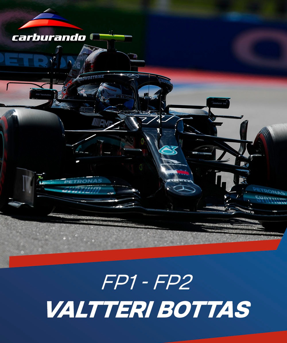 CarburandoTV's tweet photo. 🔝 Bottas y el Mercedes se adueñaron del viernes en Sochi 

FP1:
1° Valtteri Bottas 
2° Lewis Hamilton 
3° Max Verstappen 

FP2: 
1° Valtteri Bottas 
2° Lewis Hamilton 
3° Pierre Gasly 

📷 @MercedesAMGF1 #RusiaGP 🇷🇺 https://t.co/IR3xX4Nady