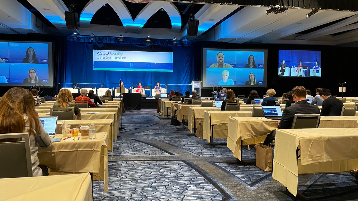 ASCO's tweet photo. 💻 💭 Time for a hybrid panel discussion! Thank you @fumikochino @GRocqueMD @samma411 @NotesOnNursing @TarlieTownsend @jamilkali &amp; Dr. Heather Jim #ASCOQLTY21 https://t.co/xXd8RFryvg