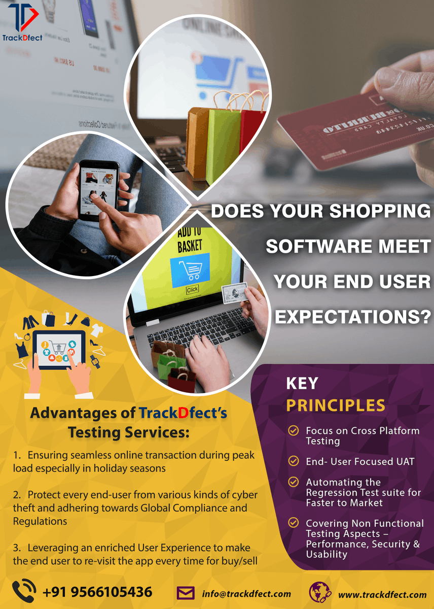 TrackDfect's tweet photo. TrackDfect's e-Commerce App Testing

reach us @ https://t.co/quQHPEUpcO

#TrackDfect #eCommerce
#eCommerceapptesting
#softwaretesting #software  #apiautomation #shopping #shoppingonline #Shoppingapp  #SecurityTesting #chennai #offshoreservices #UAT #automation #testing https://t.co/5E28kY2bYi