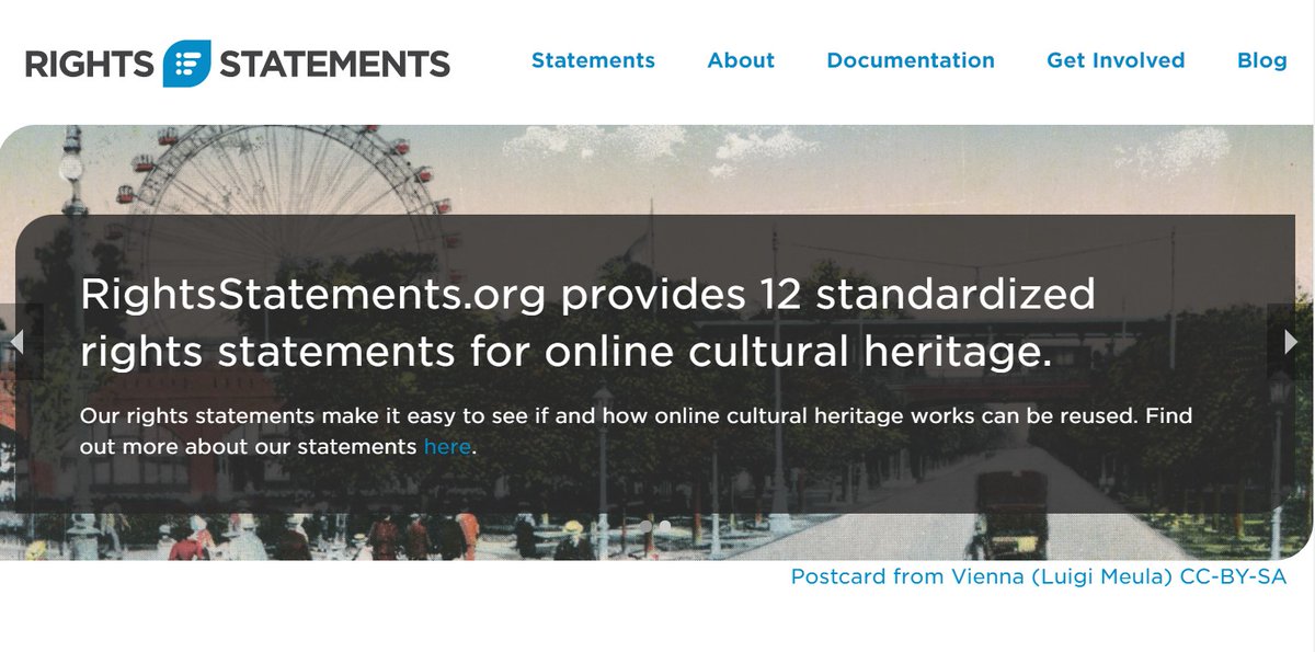 UKLACA's tweet image. We will regularly post about current copyright initiatives. This week we&apos;re talking about Rightstatements.org! 

These provide a series of simple, standardised terms cultural heritage institutions (CHIs) can use to show the #copyright status of objects &amp;amp; how they may be used.