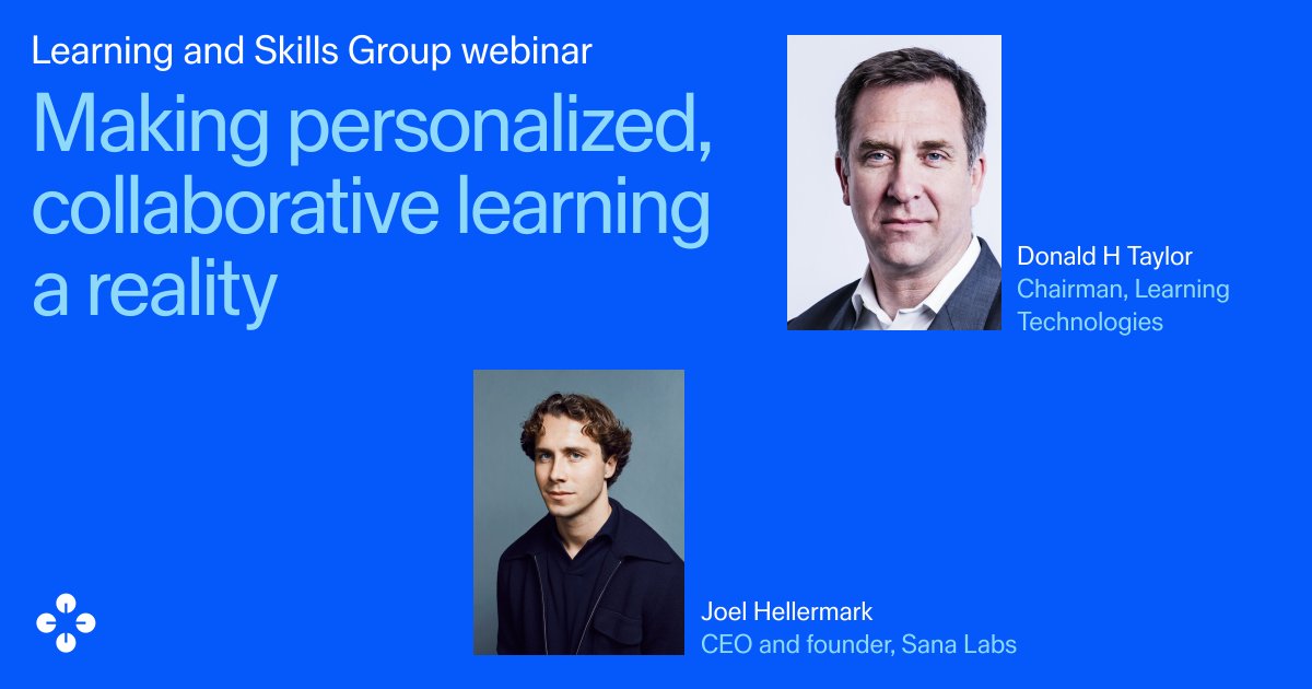 On September 30, Joel Hellermark will join the Learning and Skills Group to co-host a webinar with Donald H Taylor on making personalized, collaborative learning a reality.

Sign up here: hubs.la/H0Y3C-G0