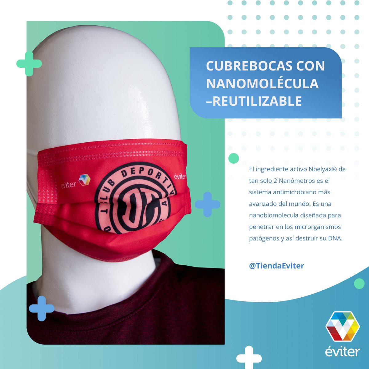 TiendaEviter's tweet photo. Para los aficionados del @TolucaFC hemos diseñado 4 modelos diferentes de cubrebocas bicapa con #NanoBioTecnología #Nbelyax
Disponibles en nuestras sucursales:
📍Metepec: Calle Guadalupe Victoria 320-Local 3, Los Cedros
📍Toluca: Venustiano Carranza, esquina con Carmen Serdán https://t.co/n5kurJoaik