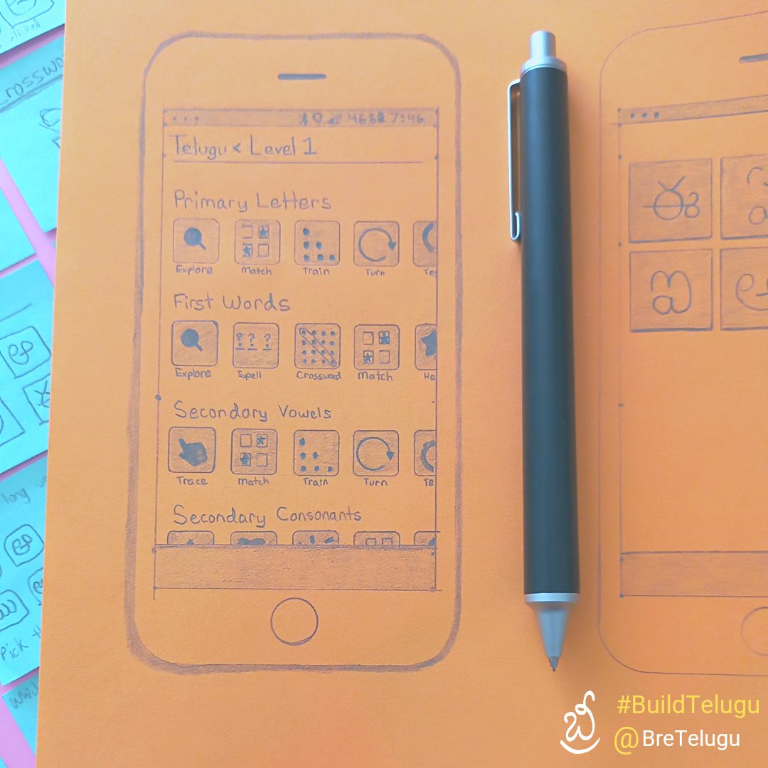 BreTelugu's tweet photo. Learning to read &amp; write in #Telugu should be fast, fun, and free. 📝🇮🇳

This was an early design for a mobile app made with friends. Someday we hope to make this free #తెలుగు app a reality.

😄👍📲 #BuildTelugu https://t.co/xlROflm2Q0