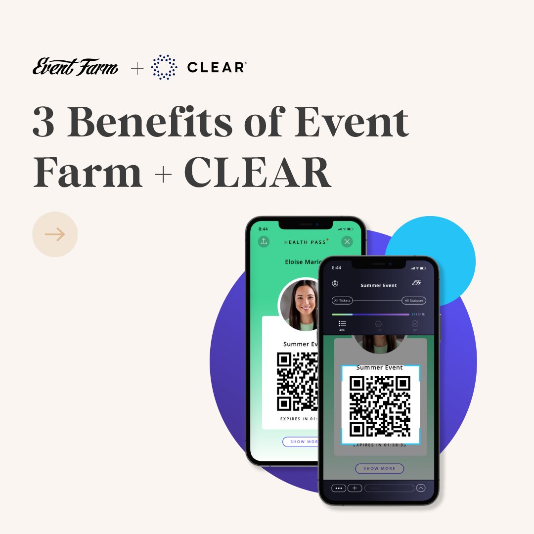 eventfarm's tweet photo. #Eventprofs - Event Farm Check-In + #CLEARHealthPass helps you meet your event entry requirements. But that’s not all, these 3️⃣ benefits help you remain compliant, save time and stay in the know.
See how it works → https://t.co/876kLmHesN
#eventsafety #eventtech https://t.co/fbLkbK60Au