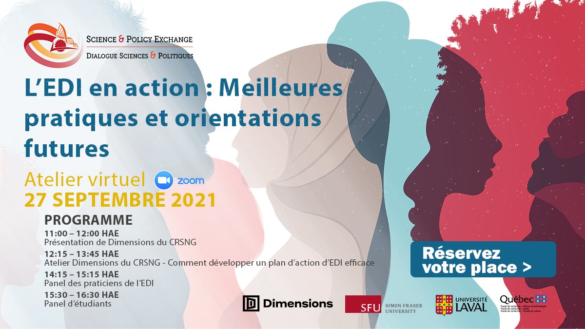 DSP_SPE's tweet photo. 📢Ne manquez pas cet atelier sur Zoom!
🚨EDI en action : Meilleures pratiques et orientations futures🚨
Nous discuterons d'initiatives d'ÉDI en milieu académique!!
#DimensionsEDI #SPEWorkshop
🗓 27 sep @ 11h HAE
Details 👇
https://t.co/TtwR6uw0IF https://t.co/A81wmG1Jx2