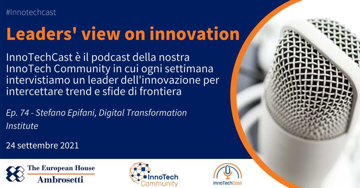 Ambrosetti_'s tweet image. 🎙️  #InnoTechCast - Leaders&apos; view on #Innovation 
Parliamo con @stefanoepifani Presidente @DigiTInst e docente alla @SapienzaRoma di come la #sostenibilità non possa prescindere dal #digitale come abilitatore. 
Ascoltalo qui ⬇️
open.spotify.com/episode/2ubgiF…