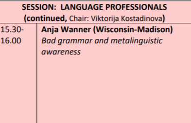prescriptivism6's tweet photo. 14:30 – 16:00 

Session: Language Professionals
with Linda Pillière (Aix‐Marsaille);
Morana Lukač @moranalukac (Greifswald) &amp; Adrian Stenton (Leiden)
and Anja Wanner (Wisconsin‐Madison)

#Prescriptivism2021 https://t.co/C91AyleuUQ