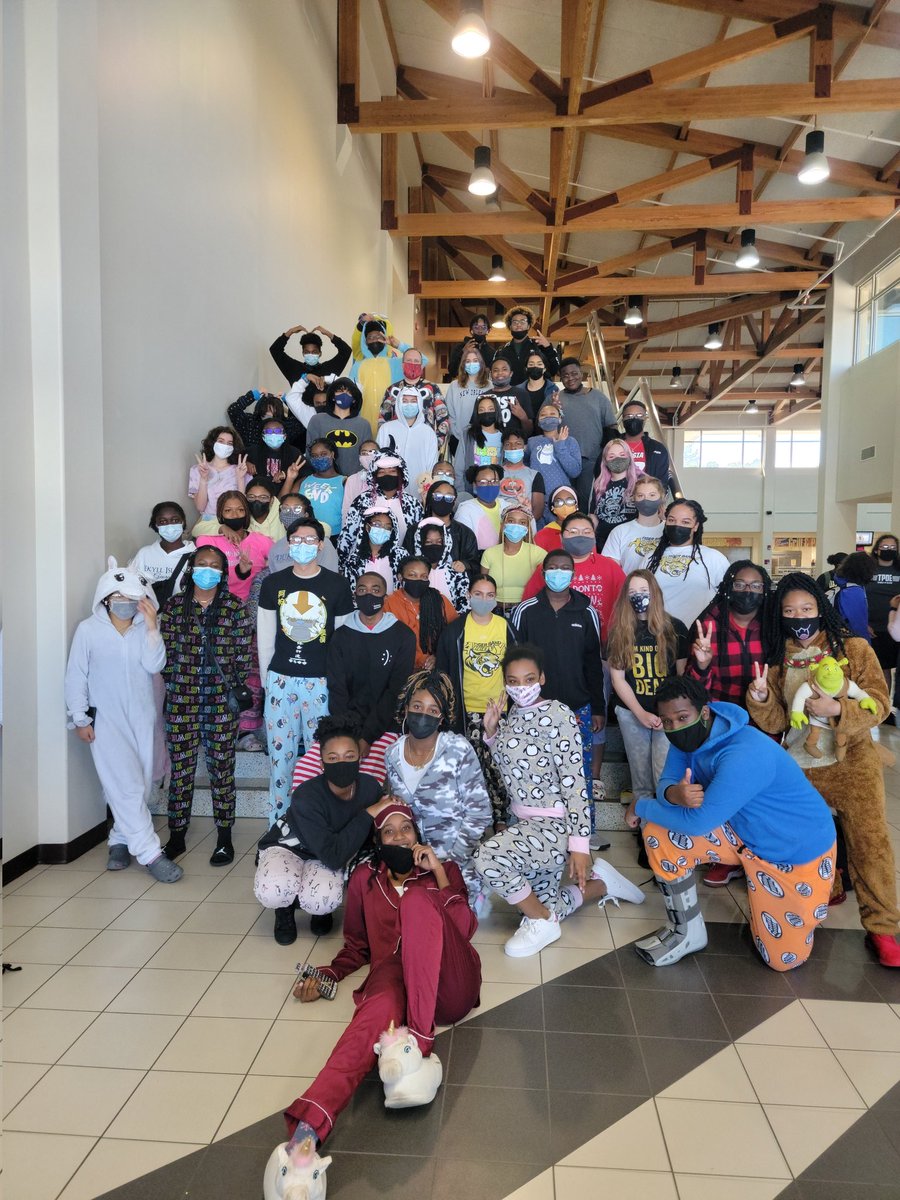 NCCA_STEM's tweet photo. Our STEM Associates recognizing Cancer Kids First in honor of those kids that wear PJ's everyday because of a disease they cannot control, cancer! #cancerkidsfirst #pjammin #NCCAspiritday #STEMspiritday @NCCA_Covington @NewtonCoSchools @crenshaw_dr https://t.co/QQQHBVJLOf