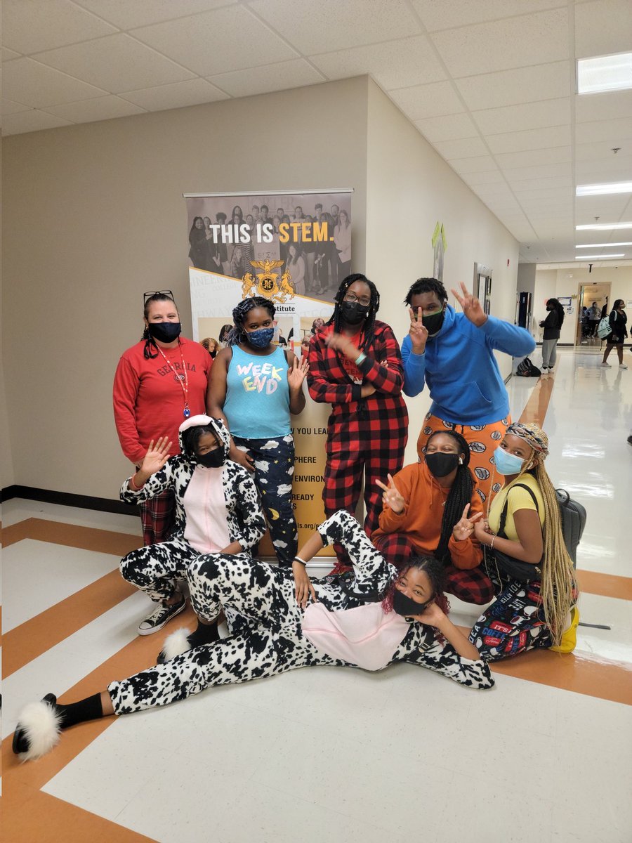 NCCA_STEM's tweet photo. Our STEM Associates recognizing Cancer Kids First in honor of those kids that wear PJ's everyday because of a disease they cannot control, cancer! #cancerkidsfirst #pjammin #NCCAspiritday #STEMspiritday @NCCA_Covington @NewtonCoSchools @crenshaw_dr https://t.co/QQQHBVJLOf