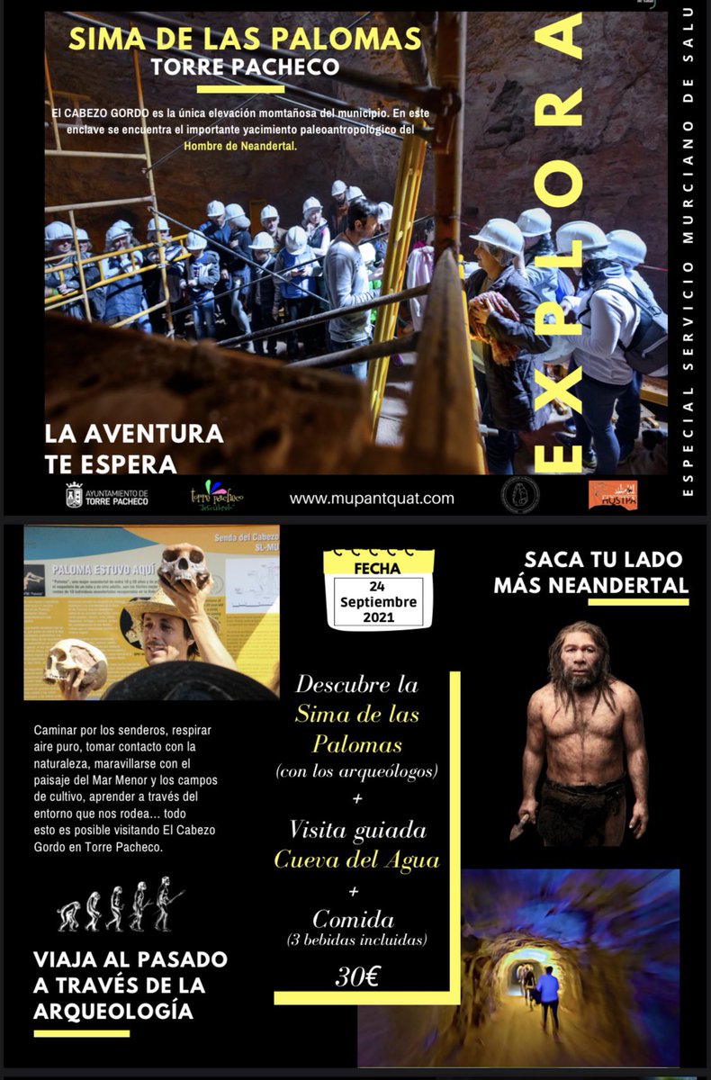 Esta mañana hemos colaborado con el <a href="/TPacheco_Ayto/">Ayto. Torre Pacheco</a> en la “Experiencia Explora: Visita la Sima de las Palomas” una actividad ofertada para los trabajadores del Servicio Murciano de Salud (Programa "Cuidamos de Ti") con una visita guiada por parte de <a href="/mhaber10/">mhaber</a> y <a href="/Cocosekhmet/">Cocosekhmet ♕  Ѯ  ☥</a>