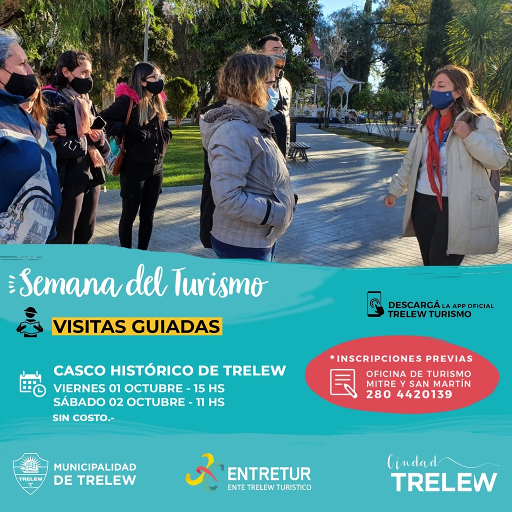 ciudad_trelew's tweet photo. 📆En la #SemanaDelTurismo, y con la premisa "Turismo para un crecimiento inclusivo", te invitamos a disfrutar de la ciudad a través de dos actividades gratuitas:
🚶Recorrido temático #PueblosOriginarios
🚶Visitas guiadas por el casco histórico de #Trelew
(+) https://t.co/BEmzQhjYE6
