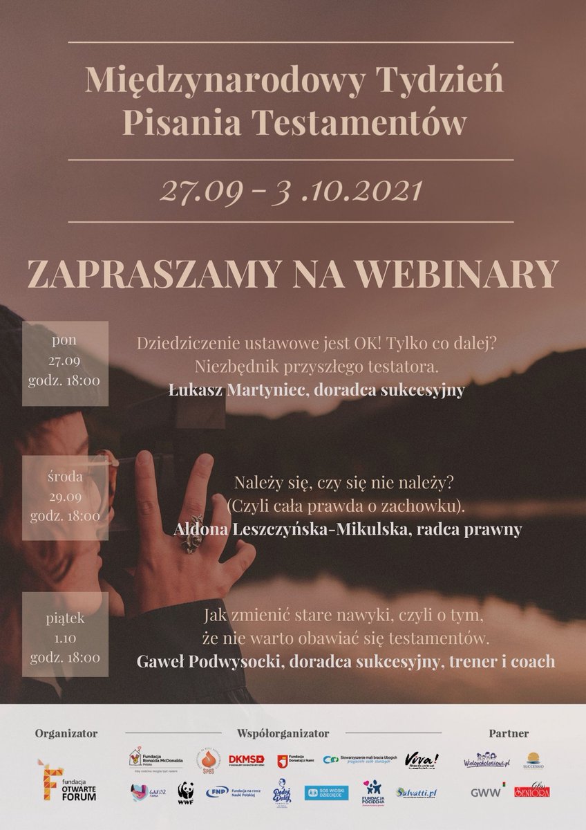 NapiszTestament's tweet photo. @Martyniec to jeden z trzech ekspertów, którzy w najbliższym tygodniu będą opowiadali o testamentach w trakcie #MiędzynarodowyTydzieńPisaniaTestamentów. Zapraszamy!

#MTPT #napisztestament #testament #zapiszdobro #dobropowraca https://t.co/ZQZuOBjhFL