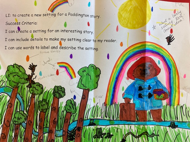 longniddryps's tweet photo. Creating a new & exciting setting for Paddington gave P3/4 lots of opportunities this week to discuss & share ideas & creativity. Exciting new adventures coming soon @Paddingtonbear! #Abearcalledpaddington #childrenwriting https://t.co/GRUylqPFCz