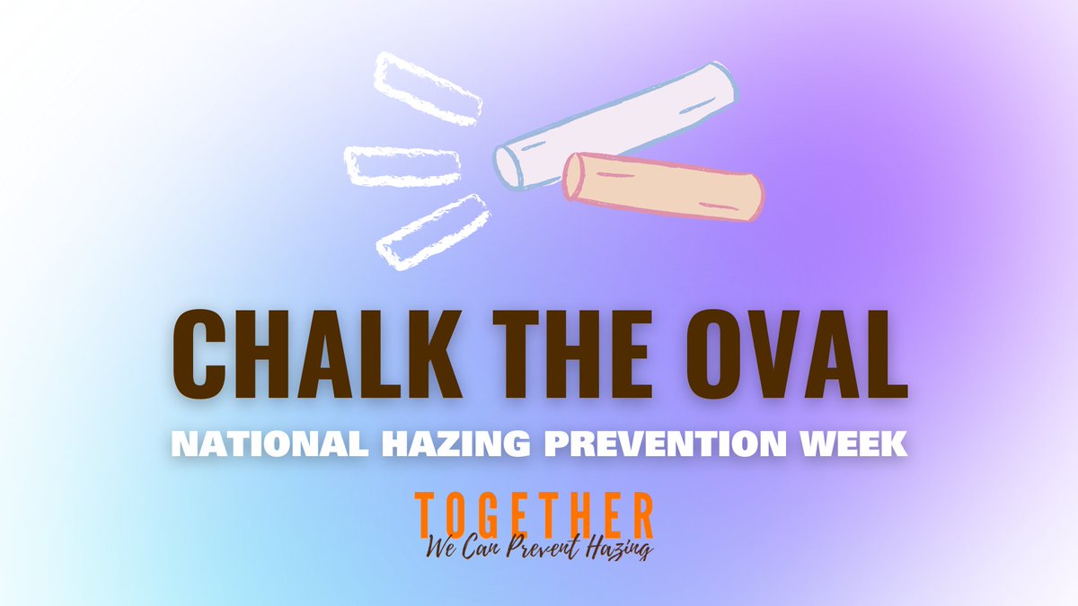 bgsu's tweet photo. CHALK THE OVAL🎨
Stop by the National Hazing Prevention Week table in the #BGSU Union Oval today between 10 a.m. - 2 p.m. to grab a piece of chalk and take a stand against hazing.
#RememberStone
👉 https://t.co/2r51Q2WCRB https://t.co/whXL5ZOMkM