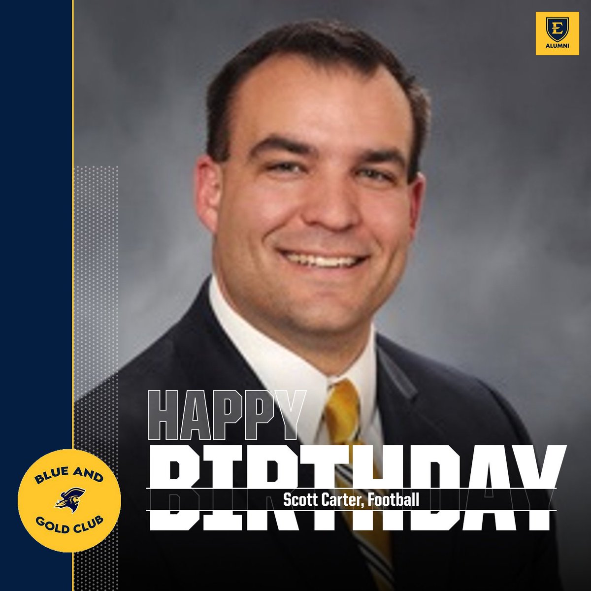 ETSUBGClub's tweet photo. 𝓗𝓪𝓹𝓹𝔂 𝓑𝓲𝓻𝓽𝓱𝓭𝓪𝔂! 🎂🎂

The @ETSUBGClub club wishes an EXTRA SPECIAL happy birthday to former @ETSUFootball player and current @ETSUAthletics Director of Athletics, @ScarterETSU!! 

𝐆𝐨 𝐁𝐮𝐜𝐬!! https://t.co/F7MFa2kdjj