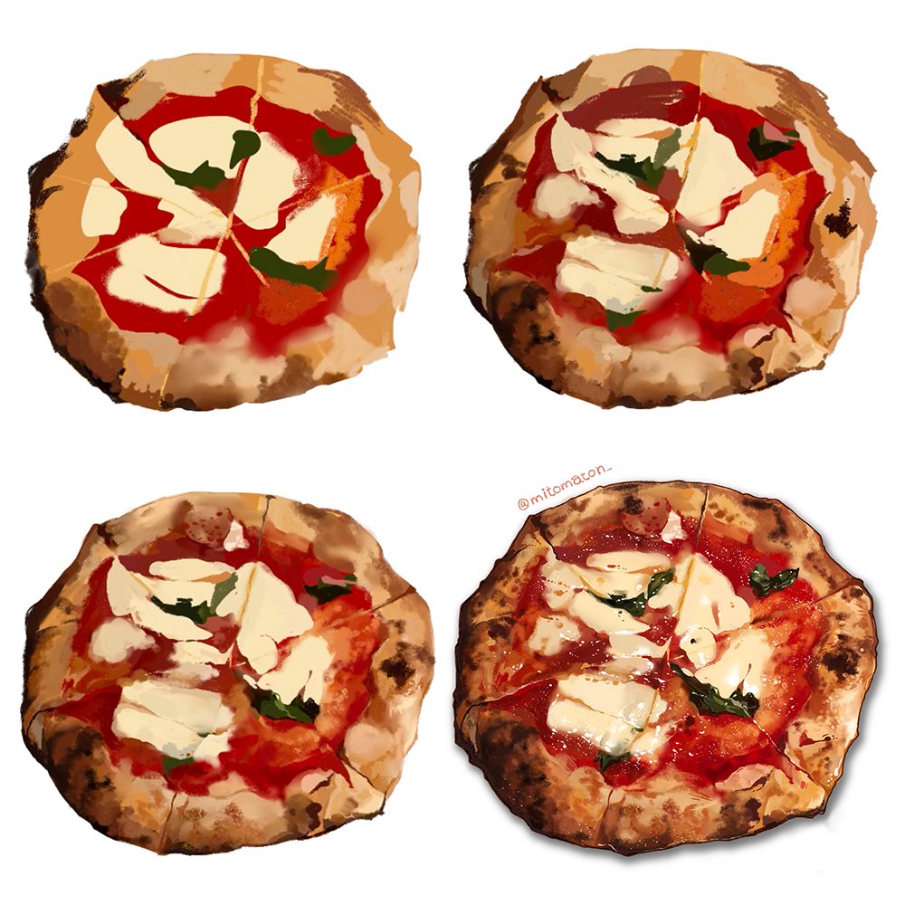Instagramにマルゲリータピザのイラストのタイムラプス動画を投稿しました ミトマトンのイラスト