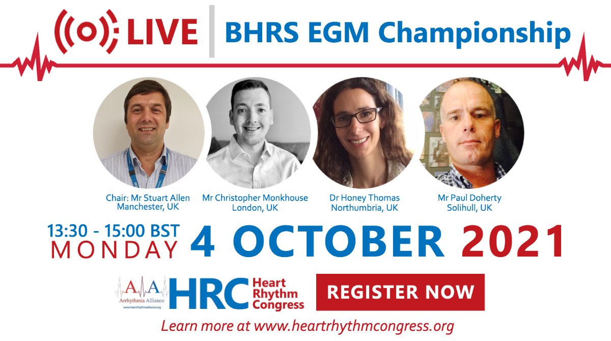 heartrhythmcong's tweet photo. #HRC2021 #HRCLIVE

@BHRSociety EGM Championship: 4th October 2021; 1.30pm–3pm BST
With Mr Stuart Allen (chair), Mr Christopher Monkhouse, Dr Honey Thomas, Mr Paul Doherty

FREE TO REGISTER: https://t.co/sY240GaRfc https://t.co/IultlgX1n3