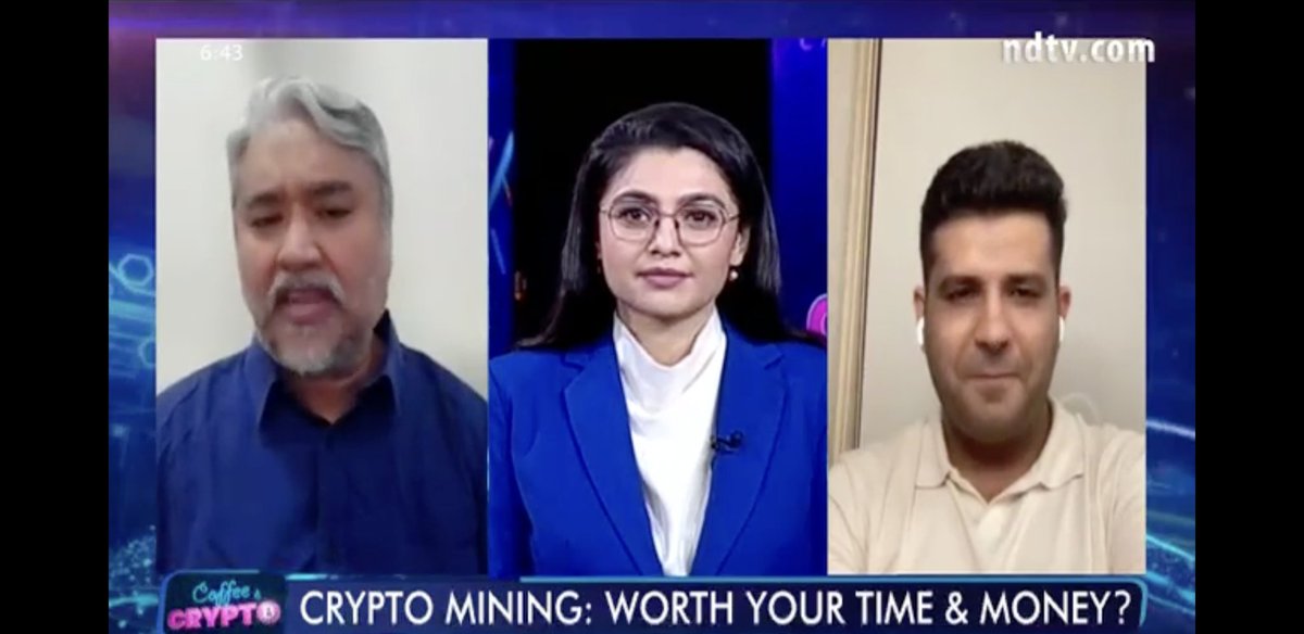 theKaranAgarwal's tweet photo. Explain #bitcoin mining to me like I'm a 5 year old!
Couldn't have been better summed up than @sfrdev with @AjeetK at @ndtv #coffeewithcrypto by @Sonal_MK https://t.co/e7t61VXVMR
