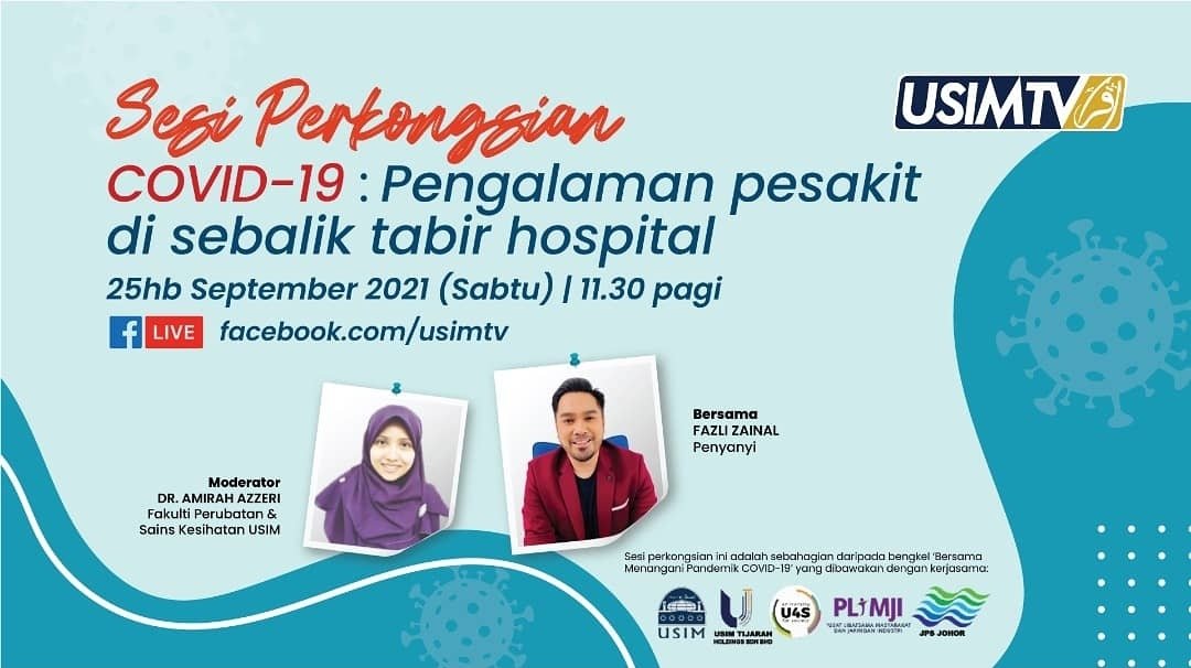 Jangan lupa untuk kita bersama menyaksikan Sesi Perkongsian Covid 19 : Pengalaman pesakit disebalik tabir hospital.
.
Sabtu, 25 September 2021 | 11.30 pagi.