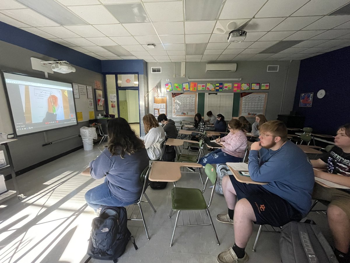 NikkiP_DCHS's tweet photo. Talk about Carrying the Torch! 🔥 first year teacher @KaraUnderwood17 thinking on her feet this morning! She dialed in another algebra 2 class that had a substitute today so they could join her direct instruction. Thank you Ms. Underwood! @DCcougarnation https://t.co/Pu6UWcBiPH