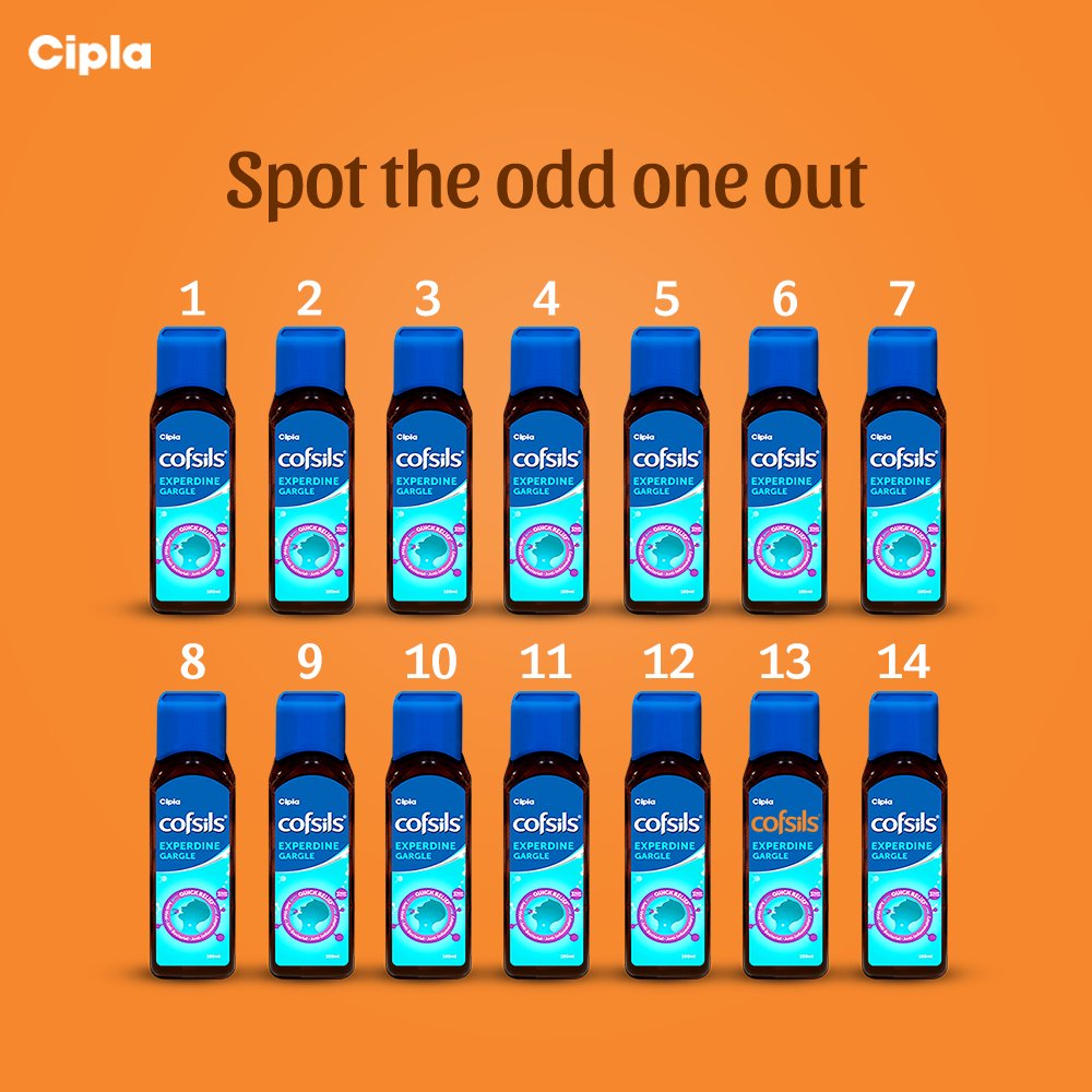 cofsils's tweet photo. #Cofsils Gargle kills 99.9%* bacteria and viruses in your throat with precision. Are you precise enough to spot the odd one out? 😋

*Infect Dis Ther 2018;7:249–259

#UninterruptedLife #Cipla #Gargle #AddGarglingToYourRoutine #GargleForGoodHealth #PVPIGargle4GoodHealth https://t.co/p4WhLaSYlL
