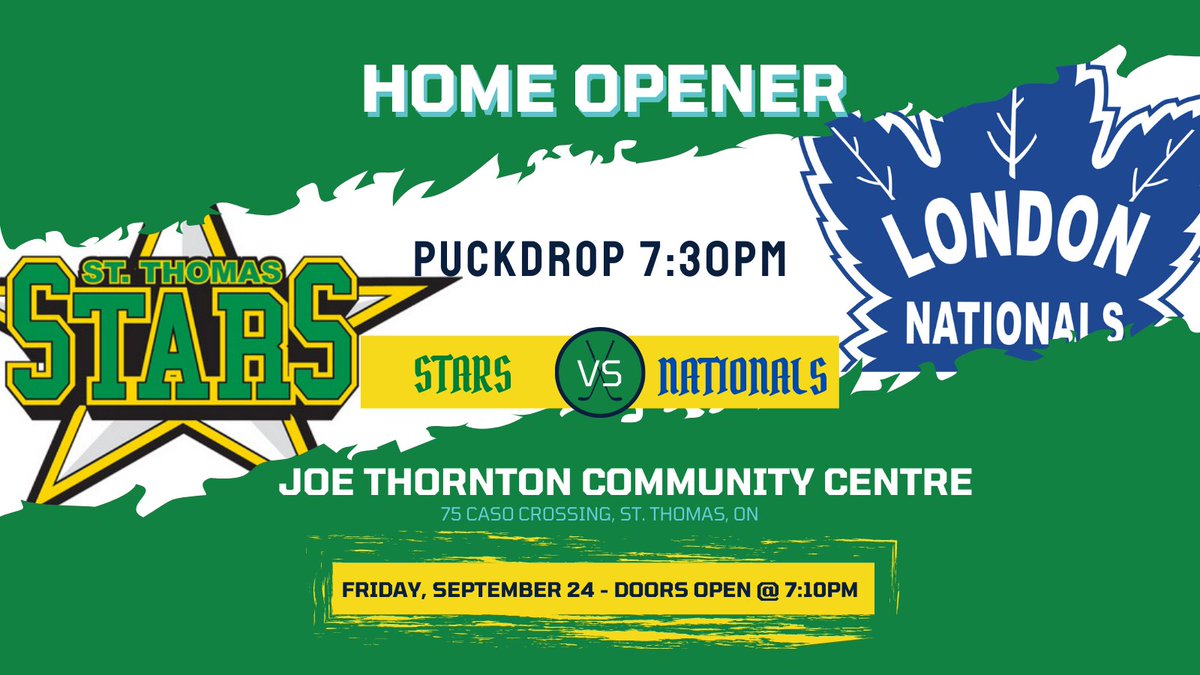 StThomasStars's tweet photo. GAME DAY! The Stars take on the London Nationals in our Home Opener! Puckdrop @ 7:30pm. 

COVID Protocols in effect: https://t.co/D6x7cyCo6p https://t.co/RxP371aDSM