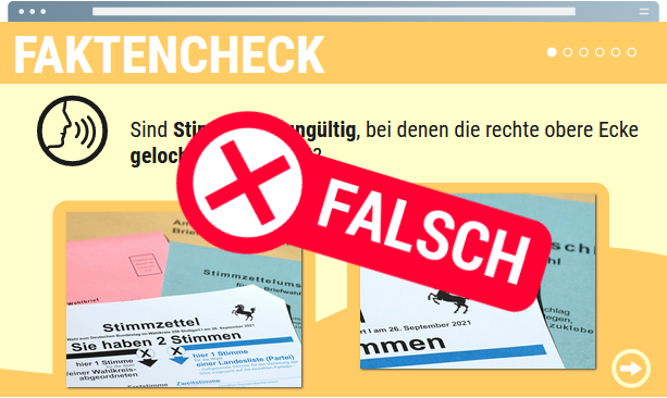 dpa_produkte's tweet photo. Es heißt, dass Stimmzettel ungültig sind, wenn eine Ecke fehlt oder gelocht ist. Stimmt das? Und warum gibt es solche Stimmzettel überhaupt? Wir machen den #Faktencheck! 

Hier entlang für kostenfreie @dpa-#FactGraphics rund um die #btw21: https://t.co/CfJBYWPnWk https://t.co/hnofv4uEIY