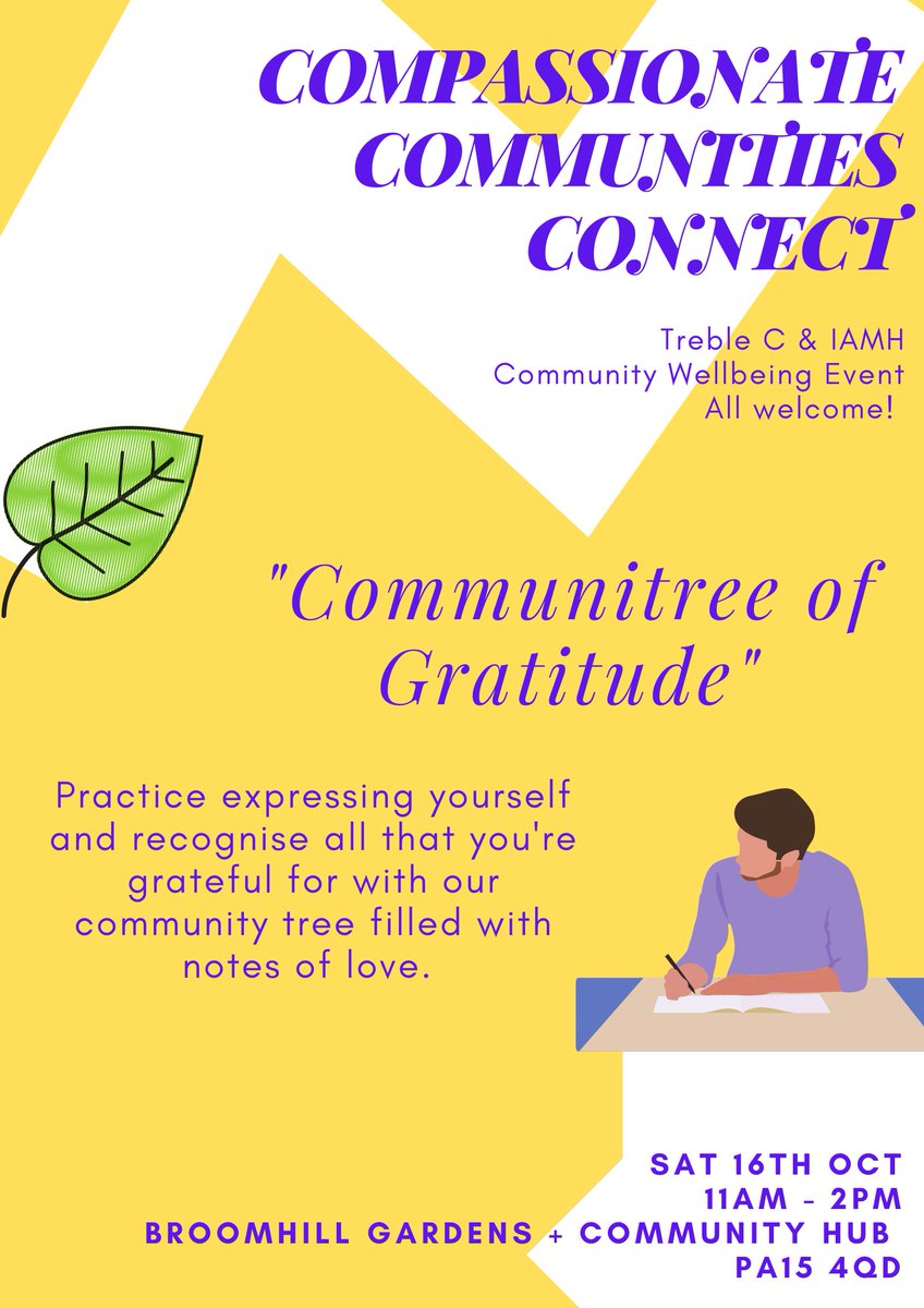 ForInverclyde's tweet photo. Have a wee look at the great activities and workshops available at our big wellbeing event with @SuzieYMA @InWorkHub Sat 16th Oct ALL WELCOME! 🐝
#whatsongreenock #whatsoninverclyde #youmatteralways #wellbeing #MentalHealthAwareness https://t.co/TKO6ByPTkA