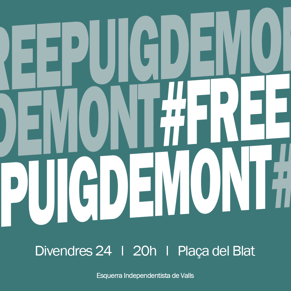 📢Volen empresonar a Puigdemont, a les detingudes del 23S, a centenars de repressaliats...

Plantem cara a l'Estat espanyol post-franquista, que la repressió els hi surti cara❗❗

⚠️Ens sumem a la mobilització de Valls.

Que cremi tot🔥

📍20h, plaça del Blat.