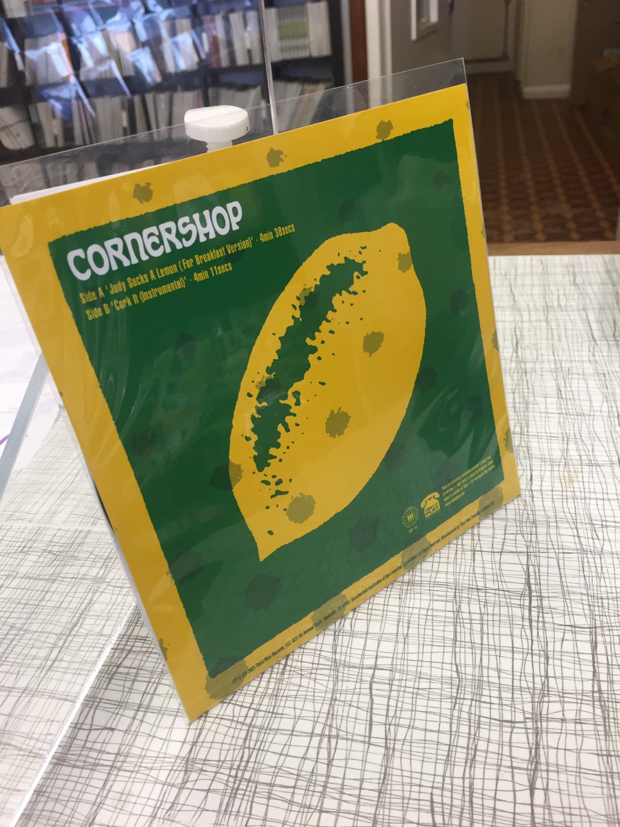 CornershopHQ's tweet photo. Who threw that?  @thirdmanrecords release a limited series of lemons, well yellow vinyl, from their Soho Road Shop, well Soho Shop.  #judysucksalemonforbreakfast #corkit #vinly #7” #coloured https://t.co/JqjhHDllPg
