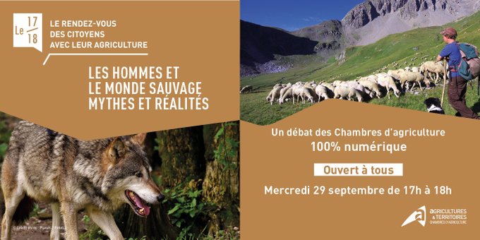 Inscrivez-vous au 17/18 - Le rendez-vous des citoyens avec leur #agriculture
➡️Les Hommes et le monde sauvage : mythes et réalités
🗓 Mercredi 29/09 de 17h-18h
📍 numérique ou présentiel

👉 Inscriptions : docs.google.com/forms/d/e/1FAI…