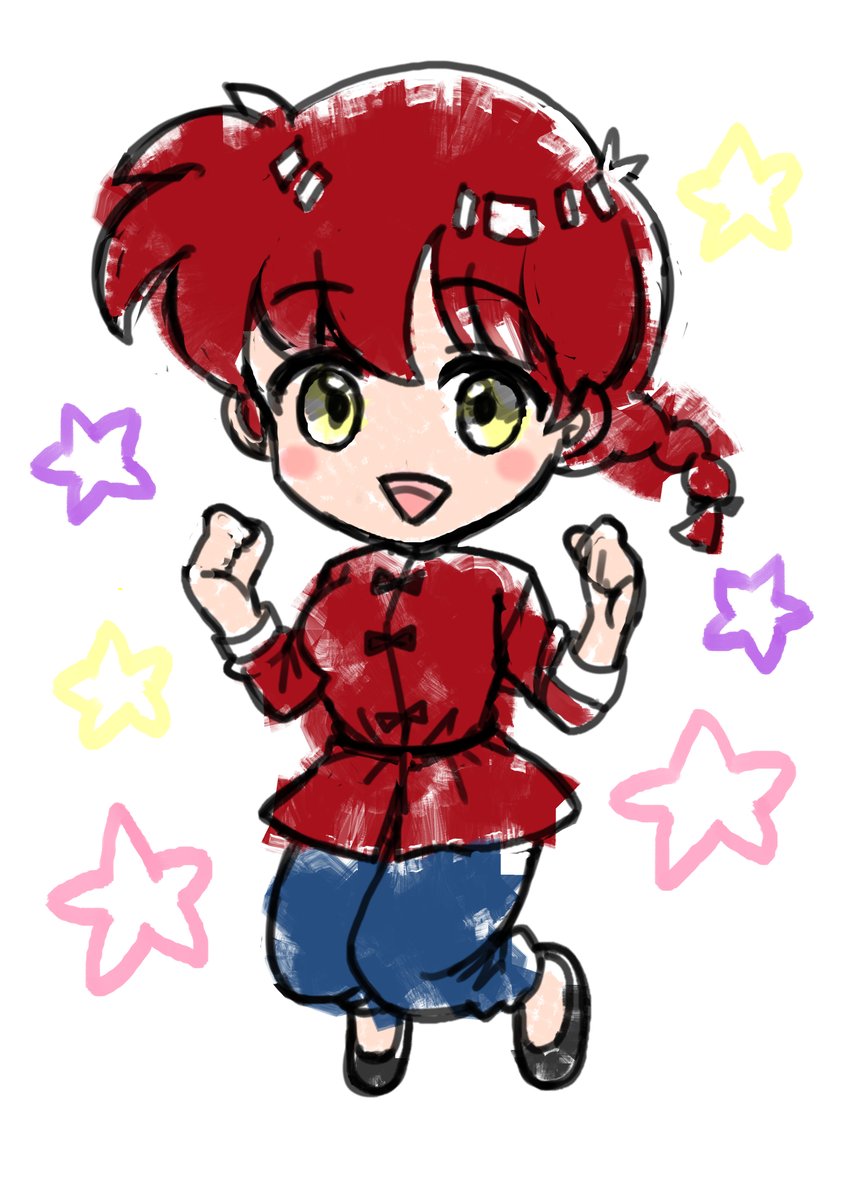 女らんま 「←sketch   final→ だからやっぱ綺麗に塗った方が可愛いと思われ」|餅田いずみ⭐️ご依頼受付中のイラスト
