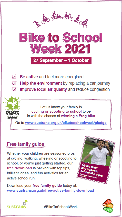 On Monday #BikeToSchoolWeek begins!
We encourage all students, parents and teachers to get involved.
Visit <a href="/Sustrans/">i</a> for more info: ow.ly/64yt50GfVl1.
#LetsMoveLincolnshire #ActiveLincs