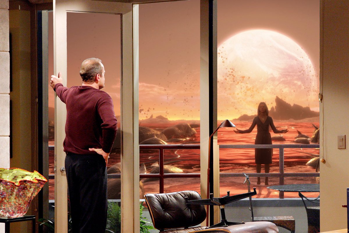 frasier_looking's tweet photo. frasier looking at the sixth mass extinction event https://t.co/PD6mzHBJO0