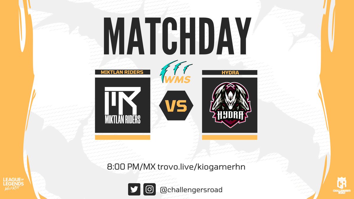 KioGamerOficial's tweet photo. Continuamos con Wild Master Series #WMS
Miktlan Riders vs @Hydra3sports_BS
@TeamB1_GG vs @GG7sins
😱 desde las 8 pm MX
https://t.co/WHb3LetPyV
@ChallengersRoad @wildriftLATAM @trovolive https://t.co/iZlHkMqDeP