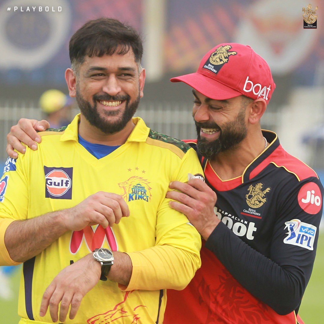 RCBTweets's tweet photo. Bromance for the ages! 🤩

#PlayBold #WeAreChallengers #IPL2021 #RCBvCSK https://t.co/azKwhfYxmX