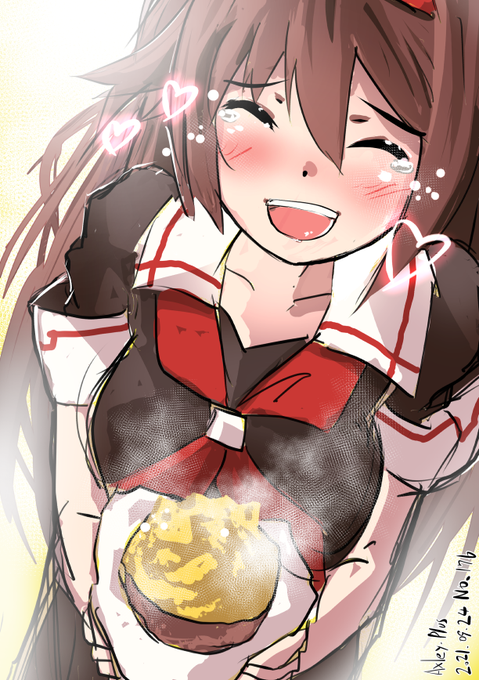 大好きな焼き芋で幸せいっぱい一番艦
#艦これ版深夜の真剣お絵描き60分一本勝負 
#艦これ版真剣お絵描き60分一本勝負_20210924
#白露 