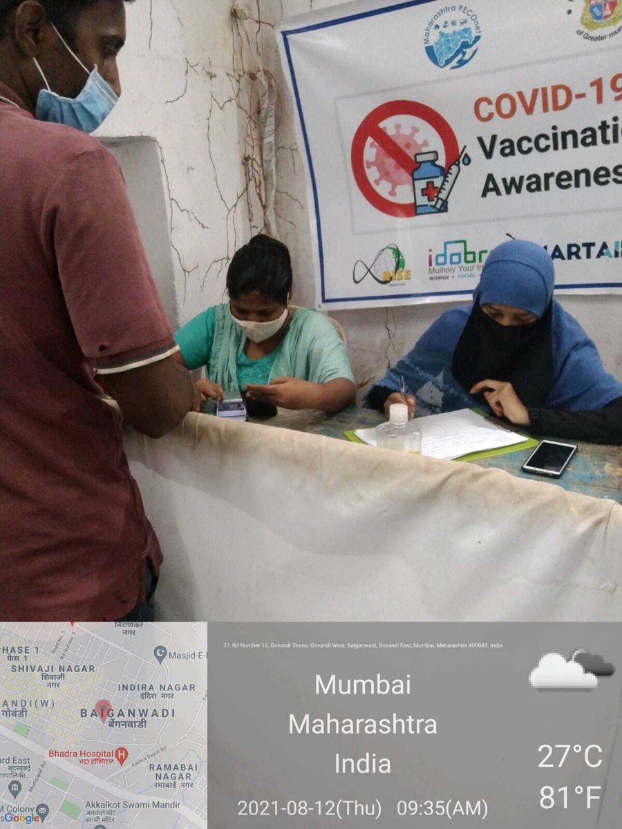 RISEInfinityF's tweet photo. Vaccination Help Desk set up in Shivaji Nagar, Rafinagar and Bainganwadi slums of Mumbai to help bridge the #digitaldivide and support individuals from these communities register for vaccination.
#RISE4India @smartaidint @UNICEFIndia #covidrelief https://t.co/h348rpR9oG