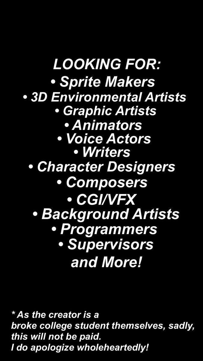 HI GUYS HI! so, basically i'm working on a fangan and we need people to join our team! more description below (: