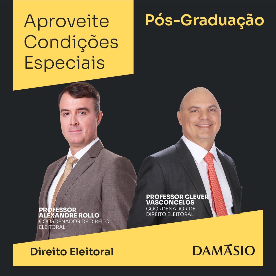 damasioimp's tweet photo. PÓS-GRADUAÇÃO 
Direito Eleitoral
Impulsione sua carreira de sucesso com os cursos de Pós-Graduação Damásio 📚🎓
50 anos de tradição e qualidade no ensino de Direito. Parcelamento em 18x de R$199,00.
Damásio. 

Damásio Imperatriz- 99 98112-1400 https://t.co/qJ8bcXR8KA