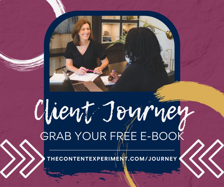 A new prospect finds you through a podcast you were on. They head to your website, read about you, find a killer opt-in, then grab it out of their inbox. Now what? 😅

Grab my Client Journey eBook and I'll walk you through what to do, step by step.
➡️ bit.ly/3xVS8UT